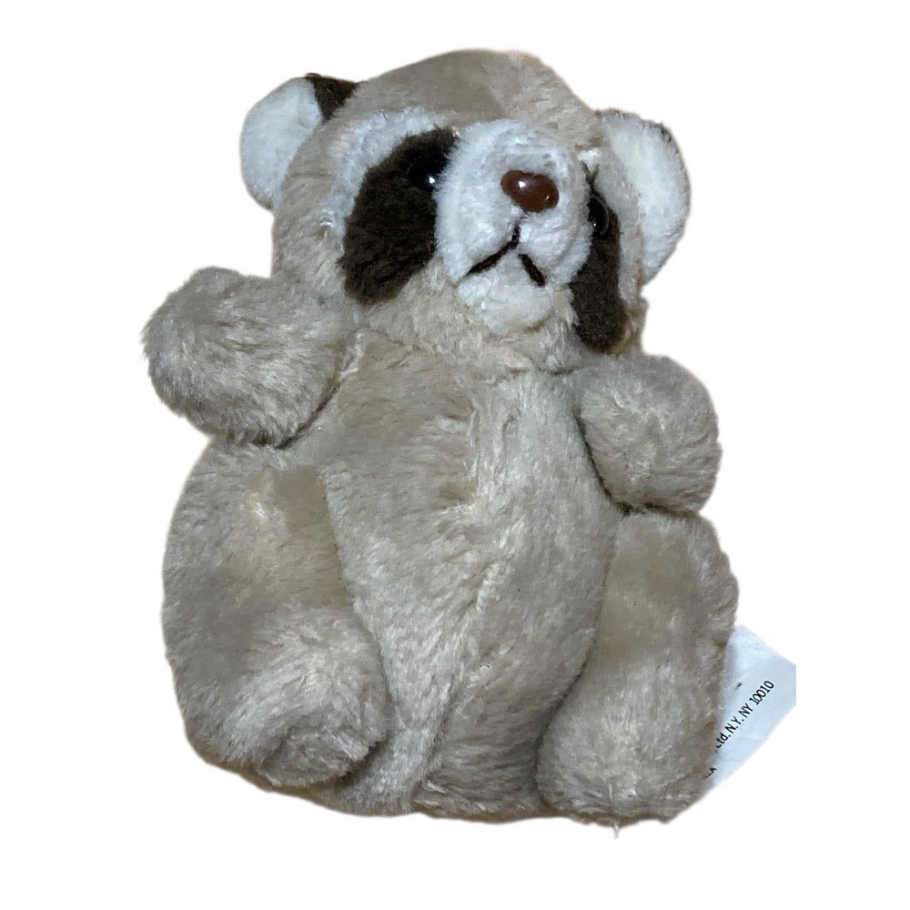 Daekor‎ Hudson Pot Belly Raccoon Plush Vtg 80s Brown Tan White 1985 5.5" Toy